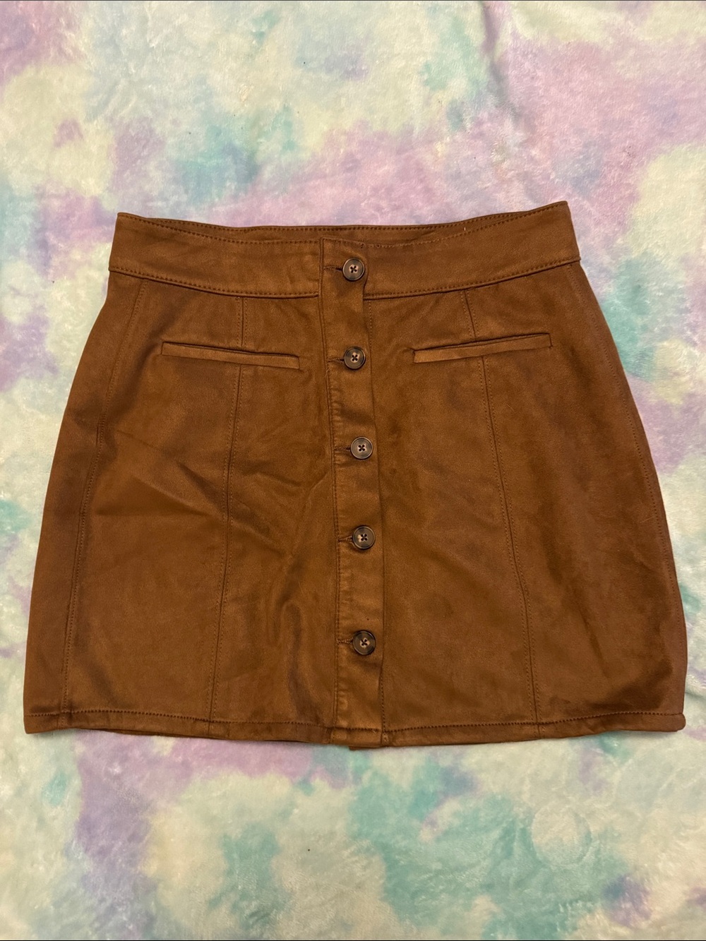 Maurices Chestnut Brown Button-Front Mini Skirt